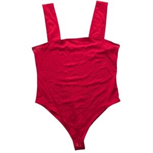 Forever 21 Vibrant Red Square-Neck Bodysuit Large